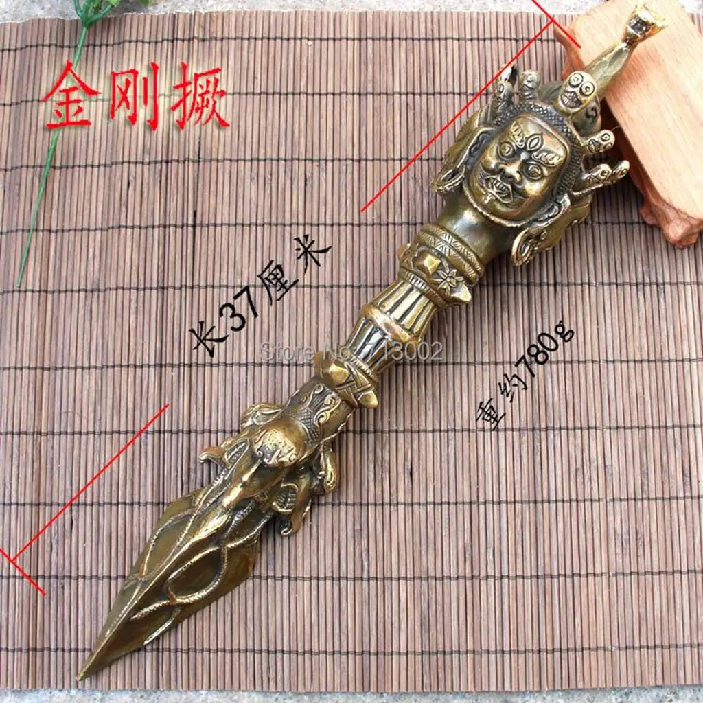 Vintage Tibetan Buddhist Phurpa Kapala Vajra Tool Promote Power of Wisdom Taoist Massi