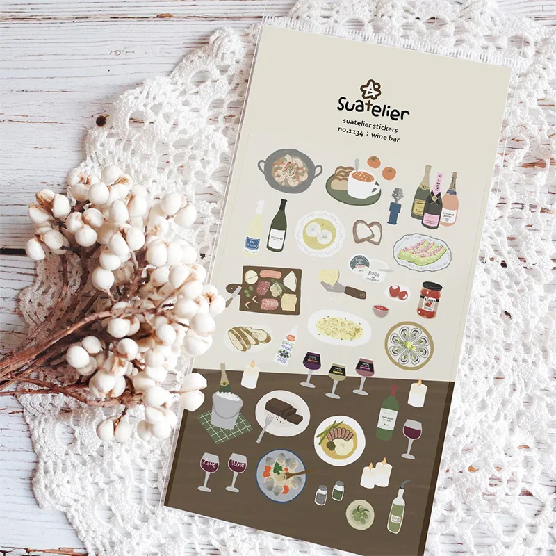 Koreańska marka importowa Suatelier Wine Bar naklejki papierowe śliczne Scrapbooking Diy pamiętnik pamiętnik papiernicze naklejka Decor