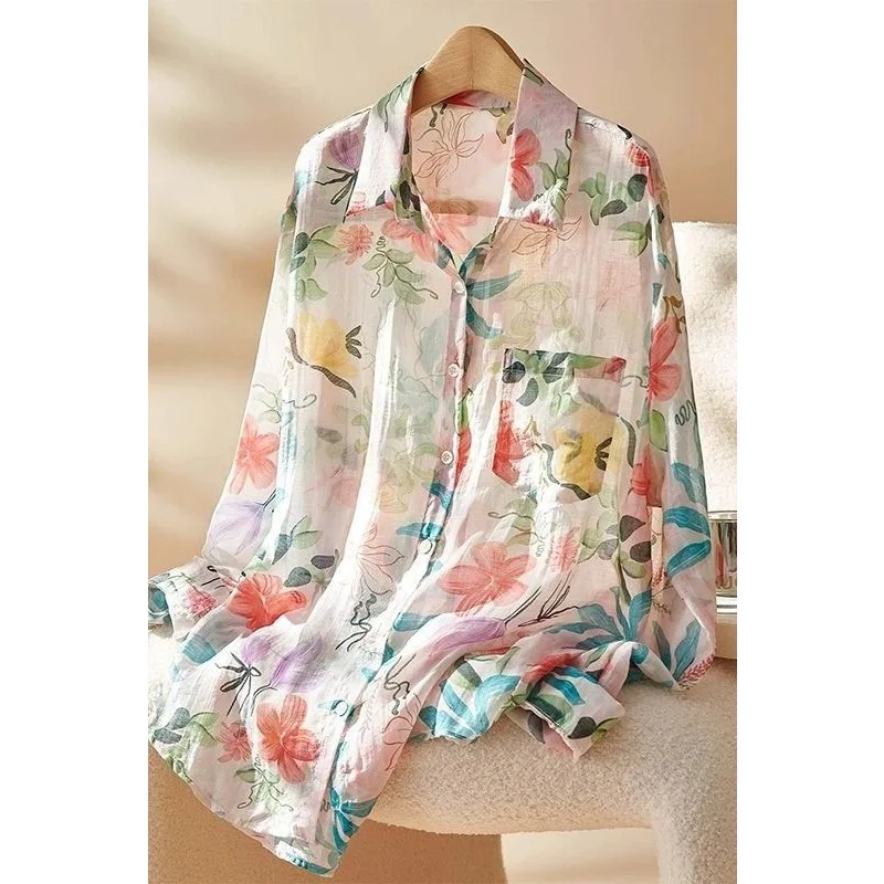 

Light and Breathable Floral Shirt Women's 2025 Autumn New Fashion Loose and Versatile Sun Protection Shirt Jacket