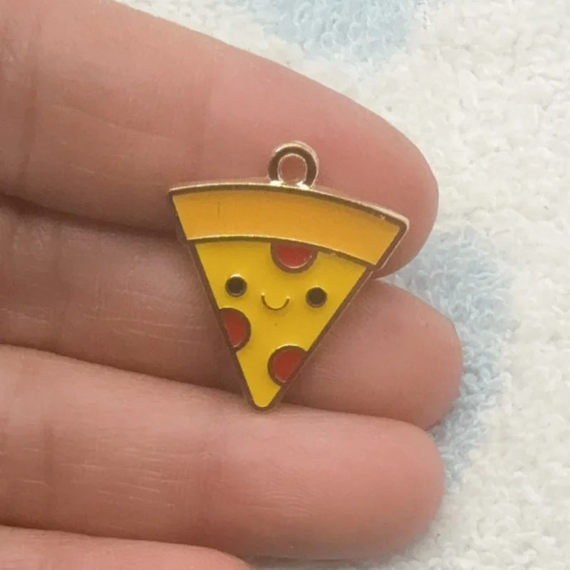 12pcs Drip Oil Alloy DIY Food Emoji Bag Accessories Burger Pizza Beer Bracelet Pendant Keychain Bag Pendant view 5