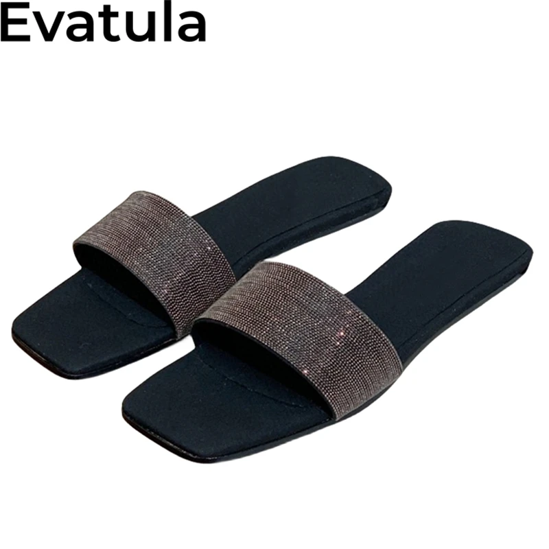 

2024 Summer Suede Leather Flat Slippers Women High Quality Square Open Toe String Bead Mules Causal Beach Slides Shoes Femininas