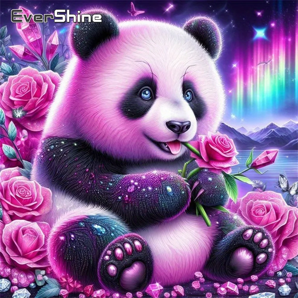 Evershine Diamant-Stickerei, Tierbild mit Strass-Malerei, Panda, voller quadratischer Steine, Mosaik, Rose, Neuankömmling, einzigartiges Geschenk