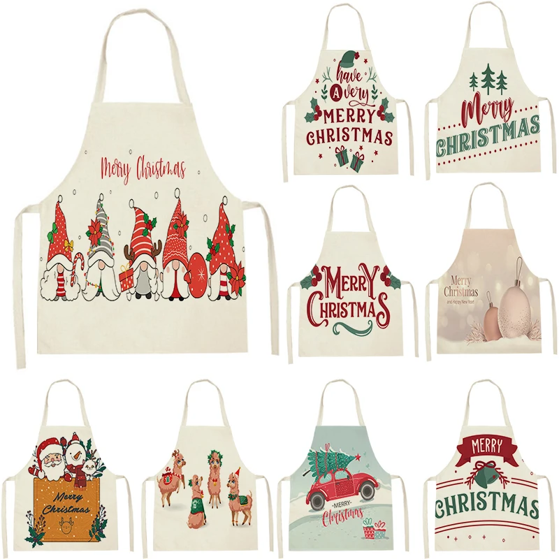 Christmas Kitchen Apron Women Pinafore Child Apron 38-47cm Letter Adult Apron Custom Apron Household Cleaning Supplies 55-68cm