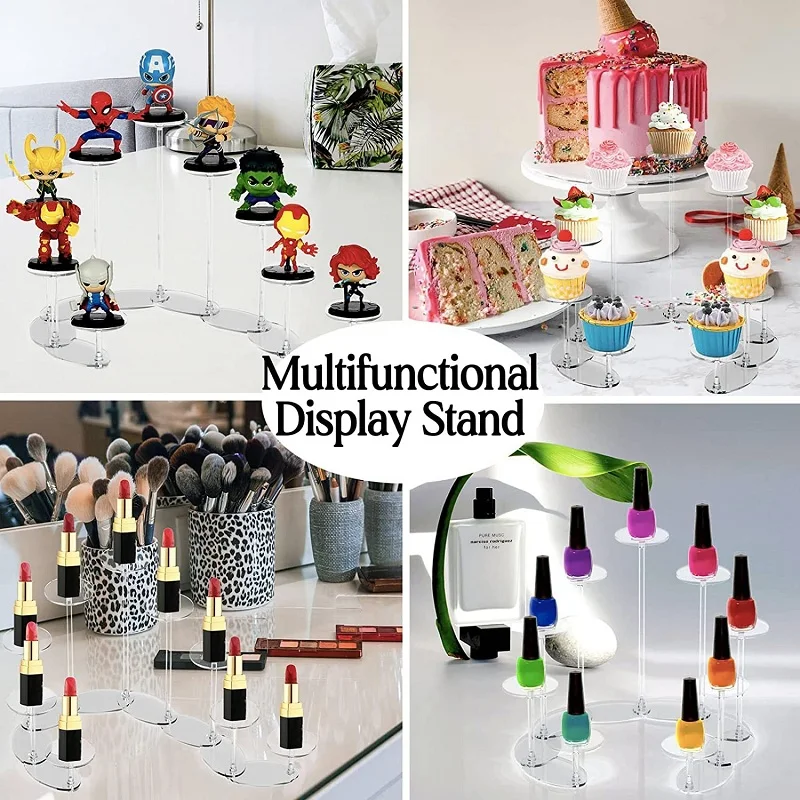 9 Tier Transformable Acrylic Display Stand Mini Figures Collectibles Organizer Holder Cupcakes Makeup Jewelry Display Riser