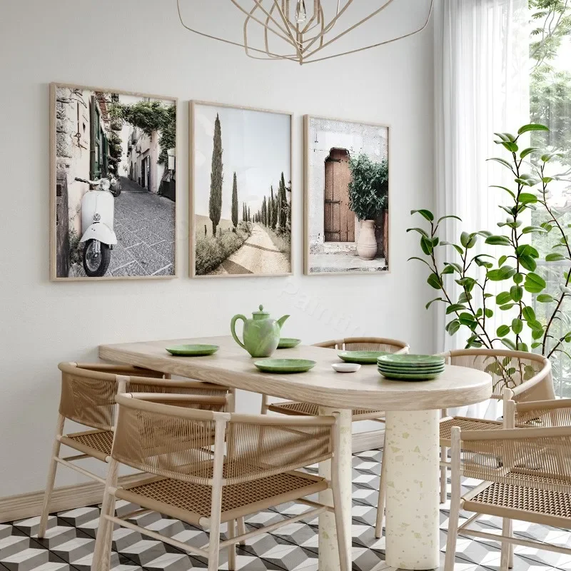 إيطاليا مدينة شارع تريفي نافورة يقتبس الرسم على لوحات القماش الجدارية الشمال الملصقات والمطبوعات الصور الخضراء لديكور غرفة المعيشة #5
