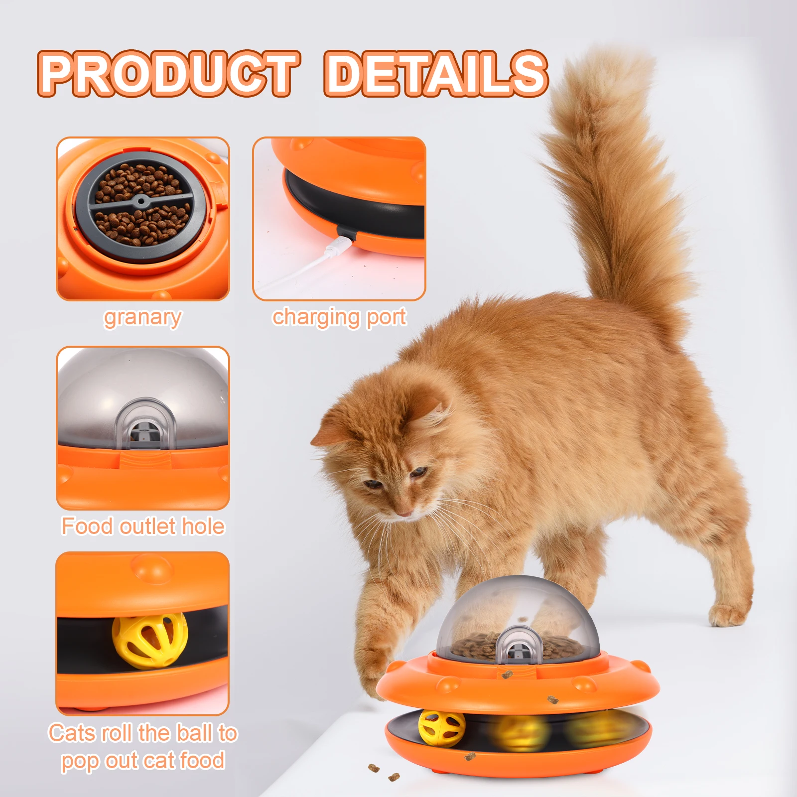 

New Automatic Leakage Toy for Pets, Spaceship Cat Turntable, Cat Teasing Tool, Cat Self Feeding Device Customization 2025