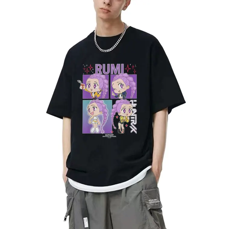 

Kpop Demon Hunters Rumi Mira Zoey Graphic T Shirts Men Women Cartoon Oversized Short Sleeve T-shirts Men's Fashion Streetwear