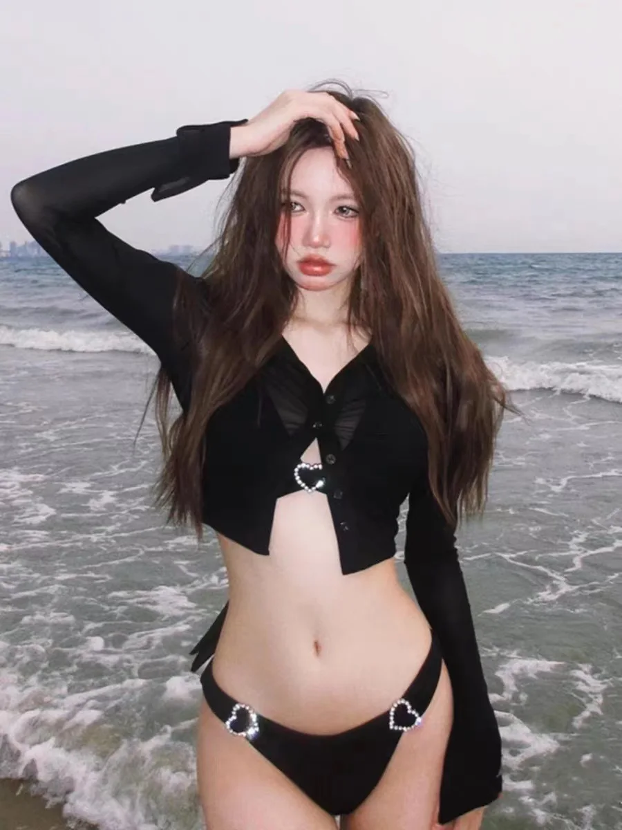 

Женский сексуальный купальник-бикини из трех частей: комплект для похудения, раздельный, для отпуска, горячих источников, повседневного использования, серфинга, нейлоновый.