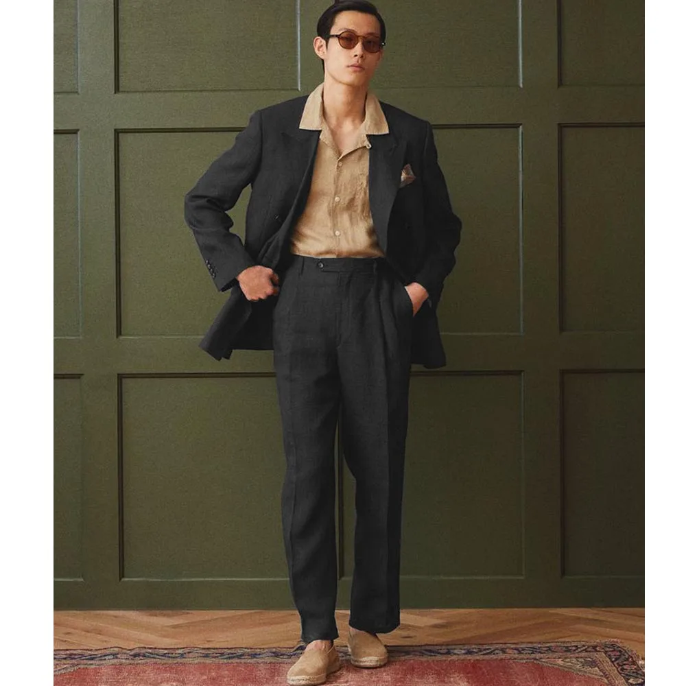 Suite for Man New Line Men's Two-piece Luxury High-quality Casual Suit Elegant Mens Suit Pants Set Men's Summer Suits Male Full