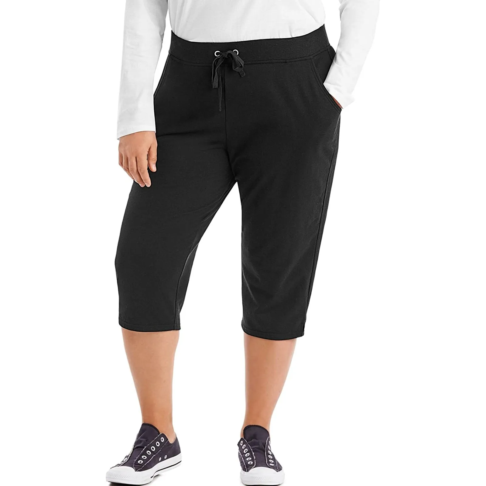 Spodnie damskie Plus Size Stretch przycięte spodnie do jogi spodnie dresowe