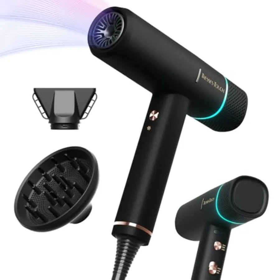 

Hair Dryer with Diffuser Blow Dryer, High-Speed Ionic BlowDryer, Powerful 1600 Watt Motor for Fast Drying and Straight and Wavy