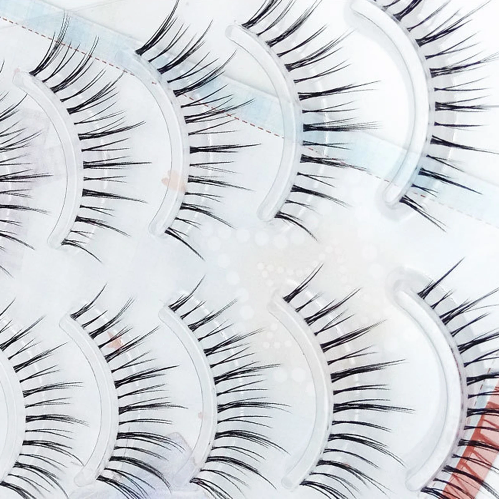 Cílios postiços de banda transparente estilo coreano cílios de tira de aparência natural 6-12mm comprimento misto c onda cílios de fibra preta