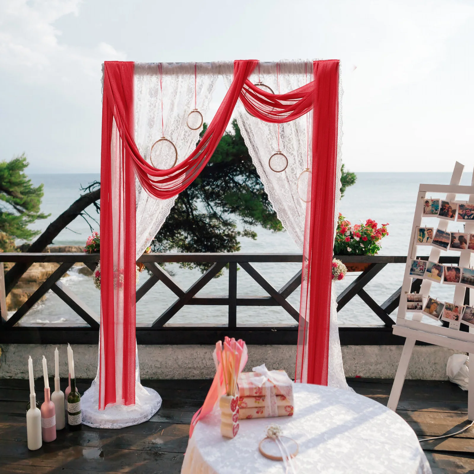 

Wedding Arch Draping Fabric Sheer Backdrop Curtain Lightweight Arch Drapery Wedding Ceremony Ceiling Party Decor