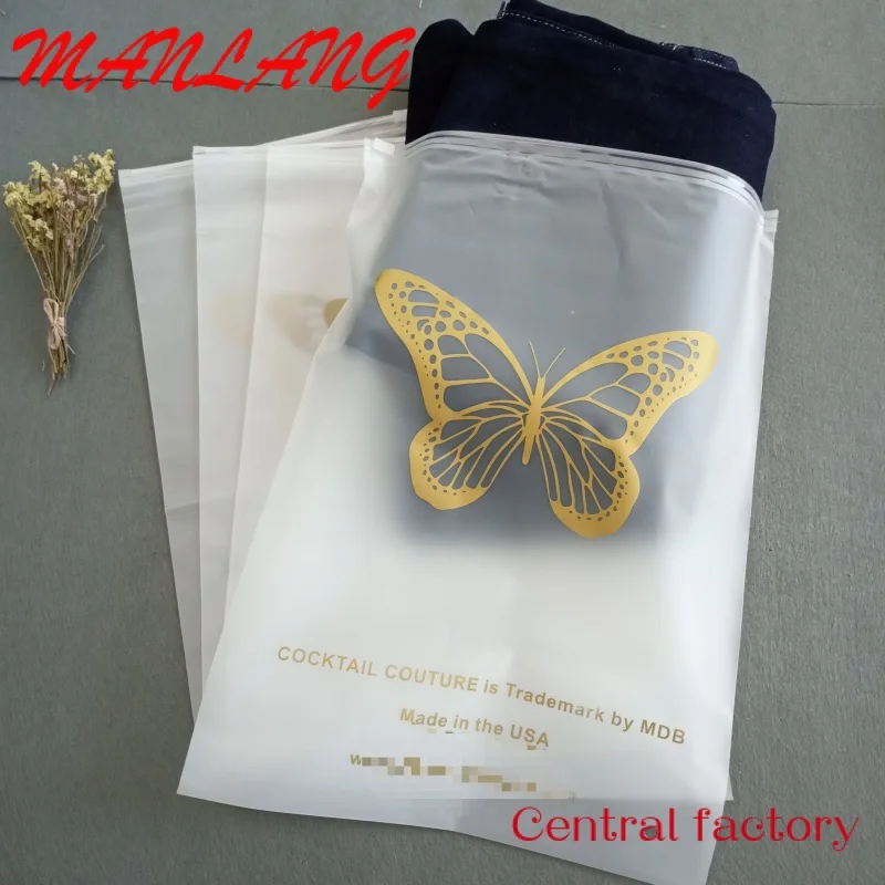 Custom  Eco-friendly Custom Printed Biodegradable Frosted zipper bag For Clothes Packaging plastic zipper bag