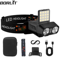 BORUiT LED Induction Headlamp Cap Clip Light 500Lm Type-C Rechargeable Head Flashlight Flood light for Hiking Camping Fishing