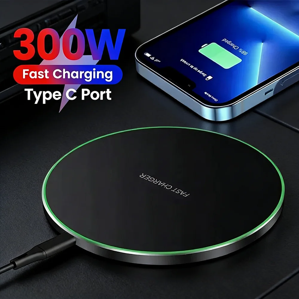 300W Wireless Charger Induction Fast Charging Pad Dock Station For iPhone 16 15 14 13 12promax Samsung S24 S23 S22 Xiaomi Huawei