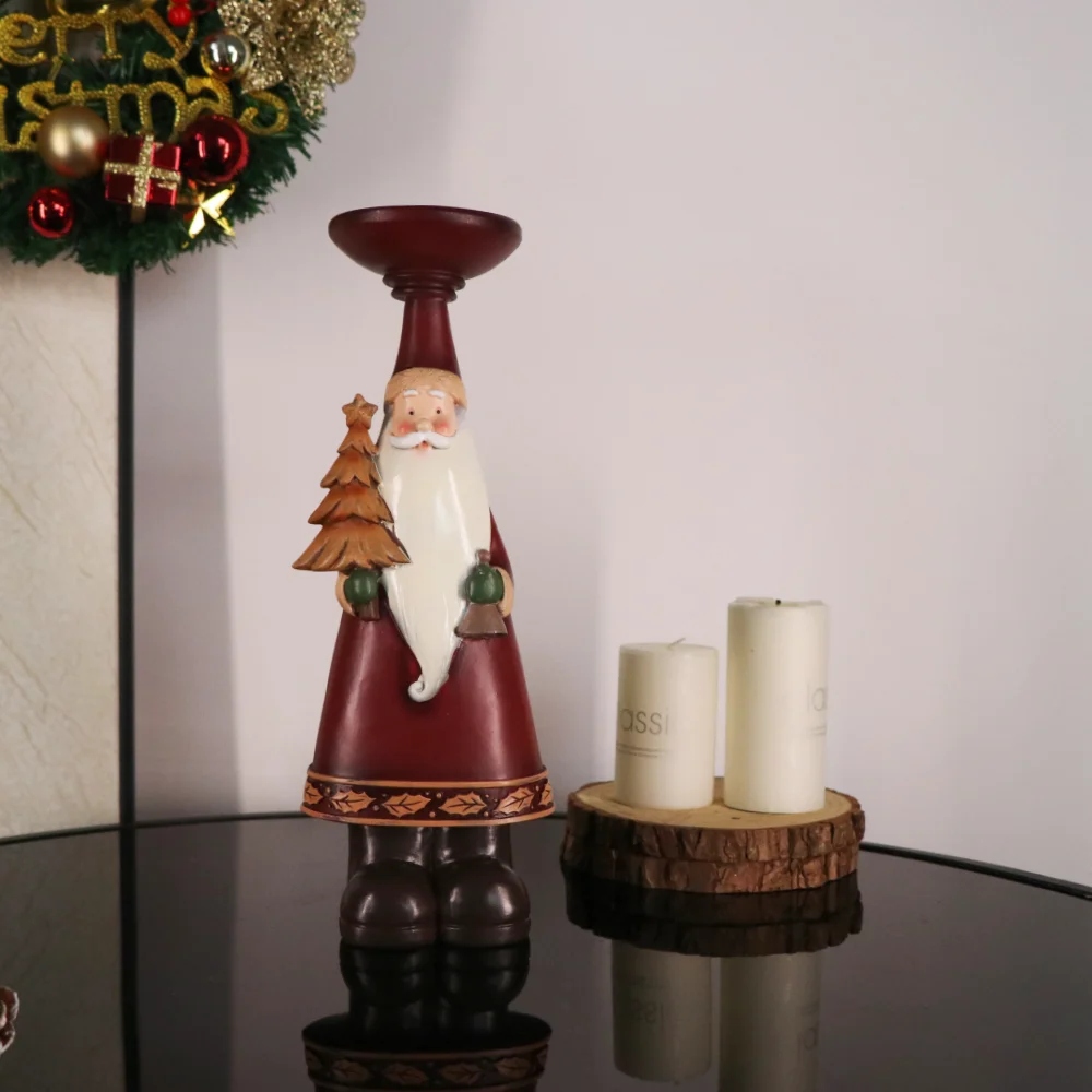Amerikanischer Stil Harz-Weihnachtsmann-Ornamente Weihnachtsdekoration Kerzenhalter Heimparty Feiertagszubehör Atmosphärenschöpfer Geschenke – Detail 5