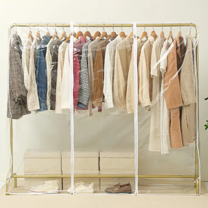 Garment Coat Dust Moisture proof Protection Transparent Square Full Cover for Floor-standing Drying Rack for Clothes - view 4