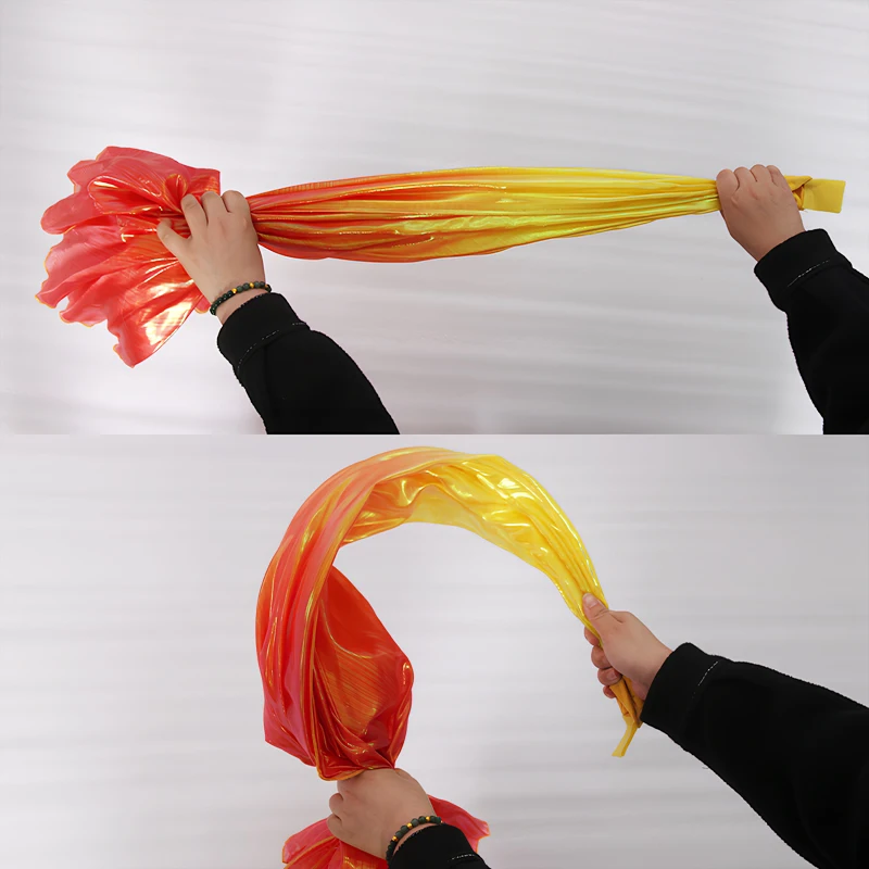 Color Yarn Material Worship Dance Fan Opening Dance Cartilaginous Fishbone Fan Double Layer Gradient Stage Performance Props