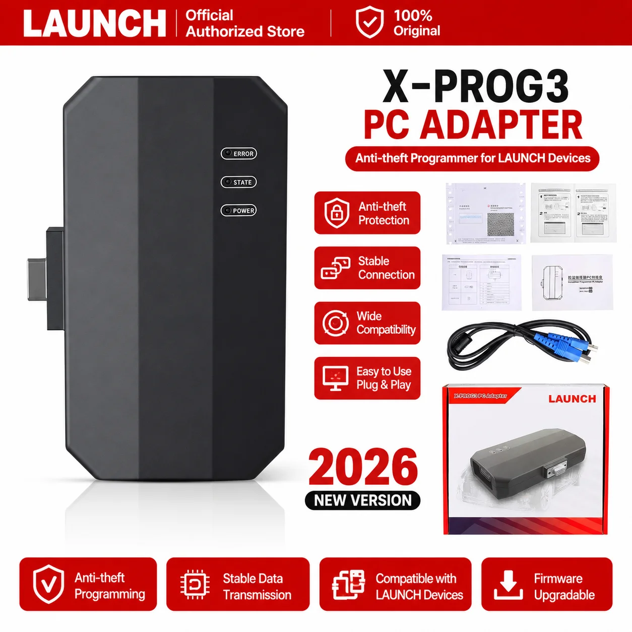 LAUNCH X431 X-PROG 3 Immobilizer Programmer PC Adaptor GIII-PC ECU TCU Programming Tools Write Clone ECU data work with X PRO G3