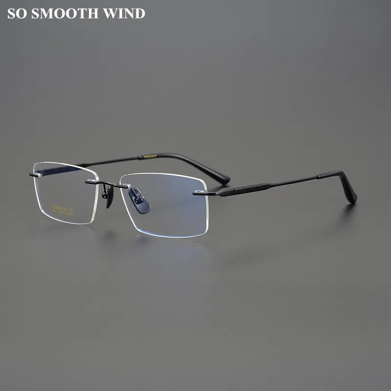 High Quality Pure Titanium Glasses Frame Ultra-light Rimless Men Square Business Eyeglasses Women Myopia Spectacles Prescription