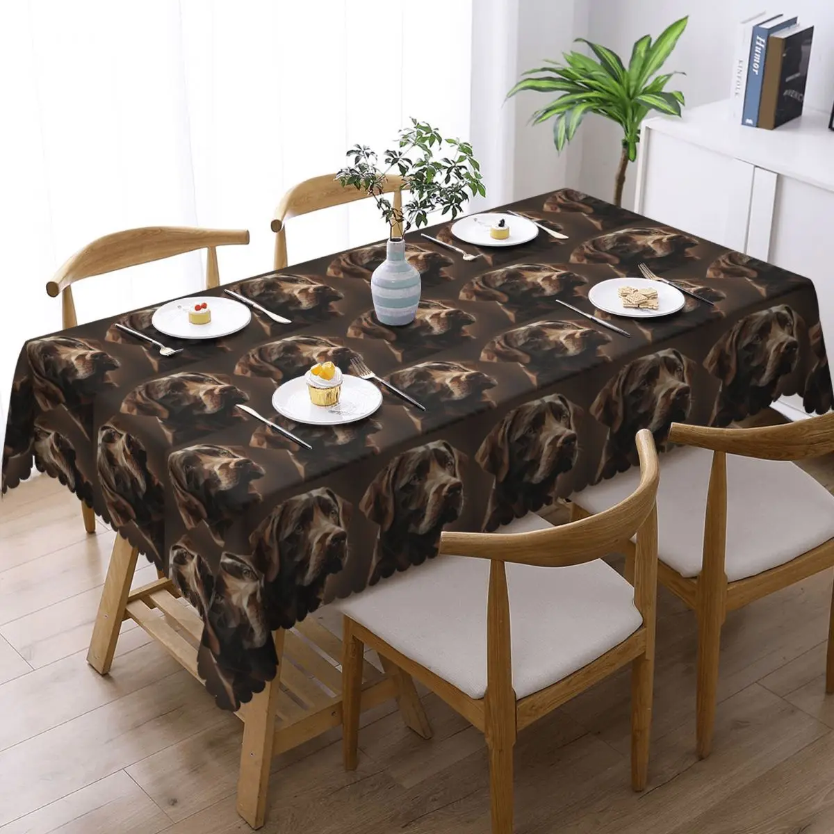 Geometric Choco A Chocolate Labrador Artwork Rectangular Tablecloth Oilproof Table Cover for Dining Events Table Cloth