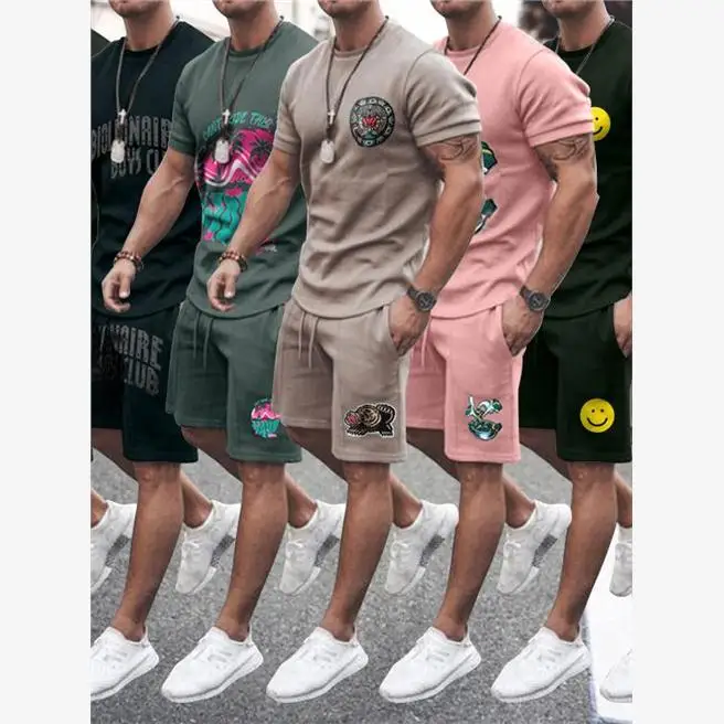 

Men's Summer ort Sve T-irt orts Set Casual Print Leisure Two-Piece Suit Cross-Border Men's Clothing ort Sve