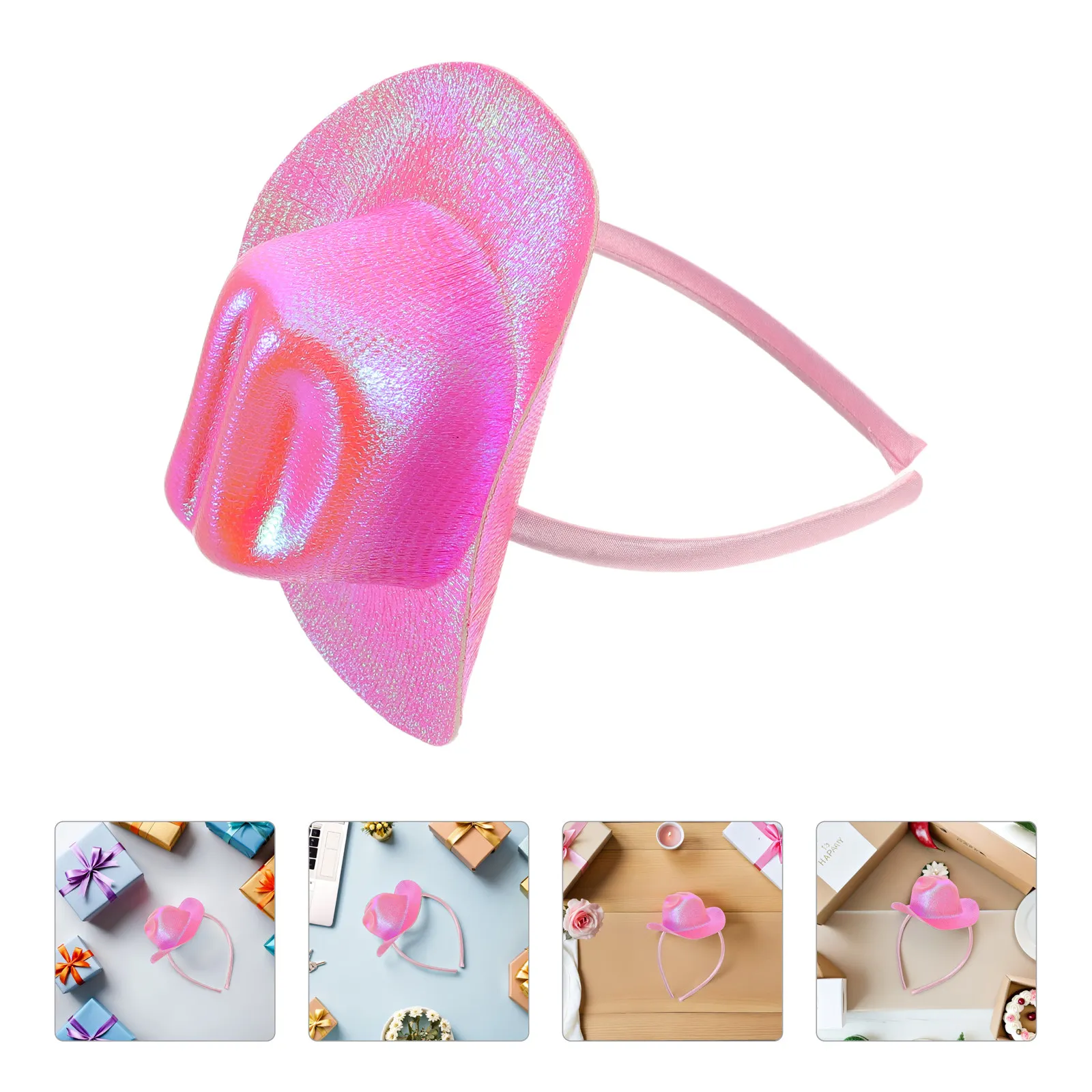 

Cowgirl Party Headband Glitter Mini Cowboy Hat Lightweight Comfortable for Kids Disco Western Decor Events Disco Party Headband​