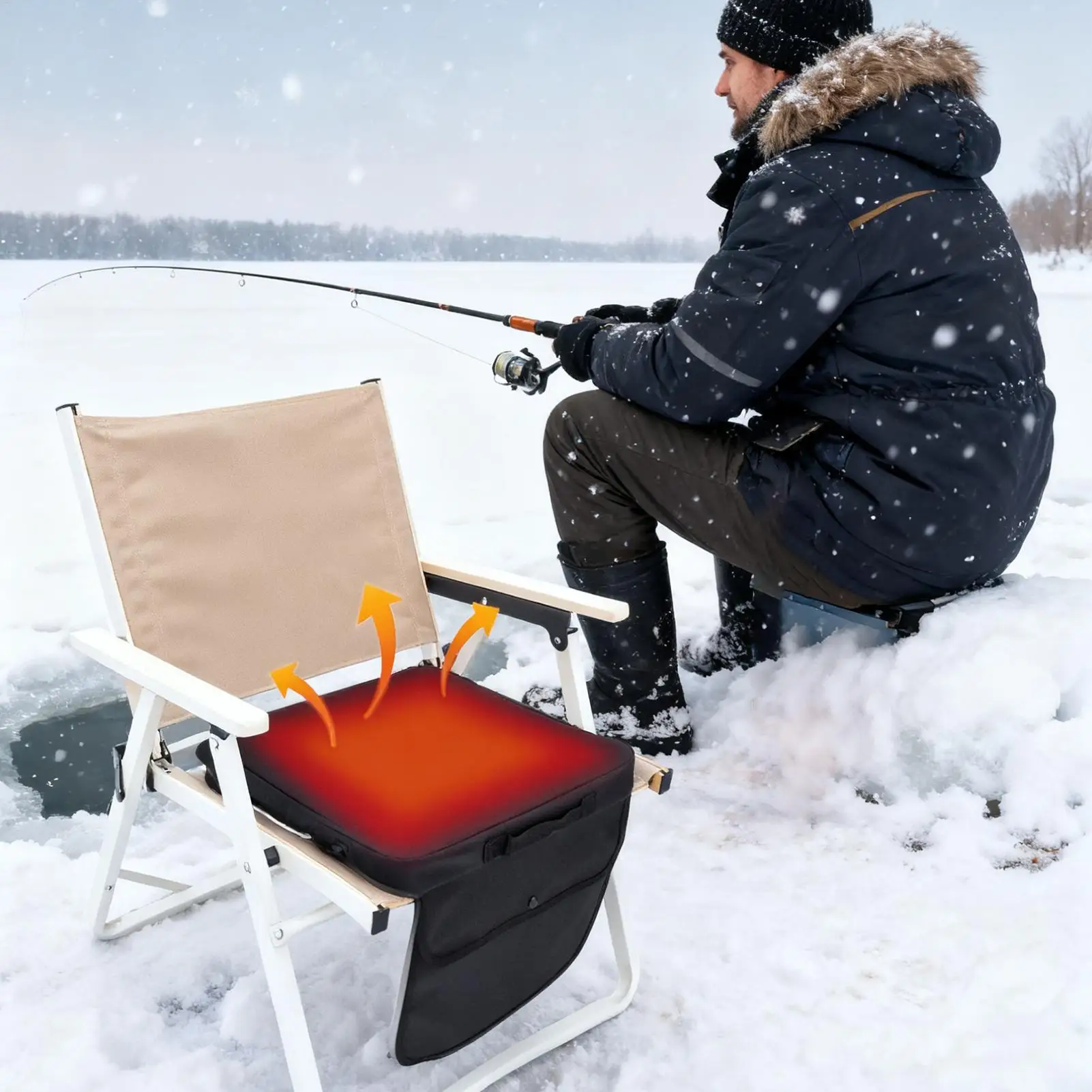 Winter Warm Heated Seat Cushion with Pocket Adjustable Warmer for Car Office Home Concerts Bleacher Camping Picnic Outdoor
