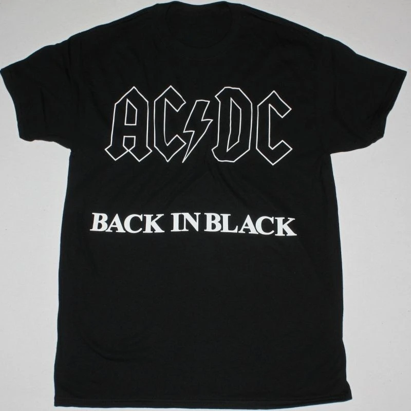 

ACDC BACK IN BLACK T-Shirt Men Women Short Sleeve American Retro Band Tops Y2k T-shirt Oversize Tees Summer Men Streetwear