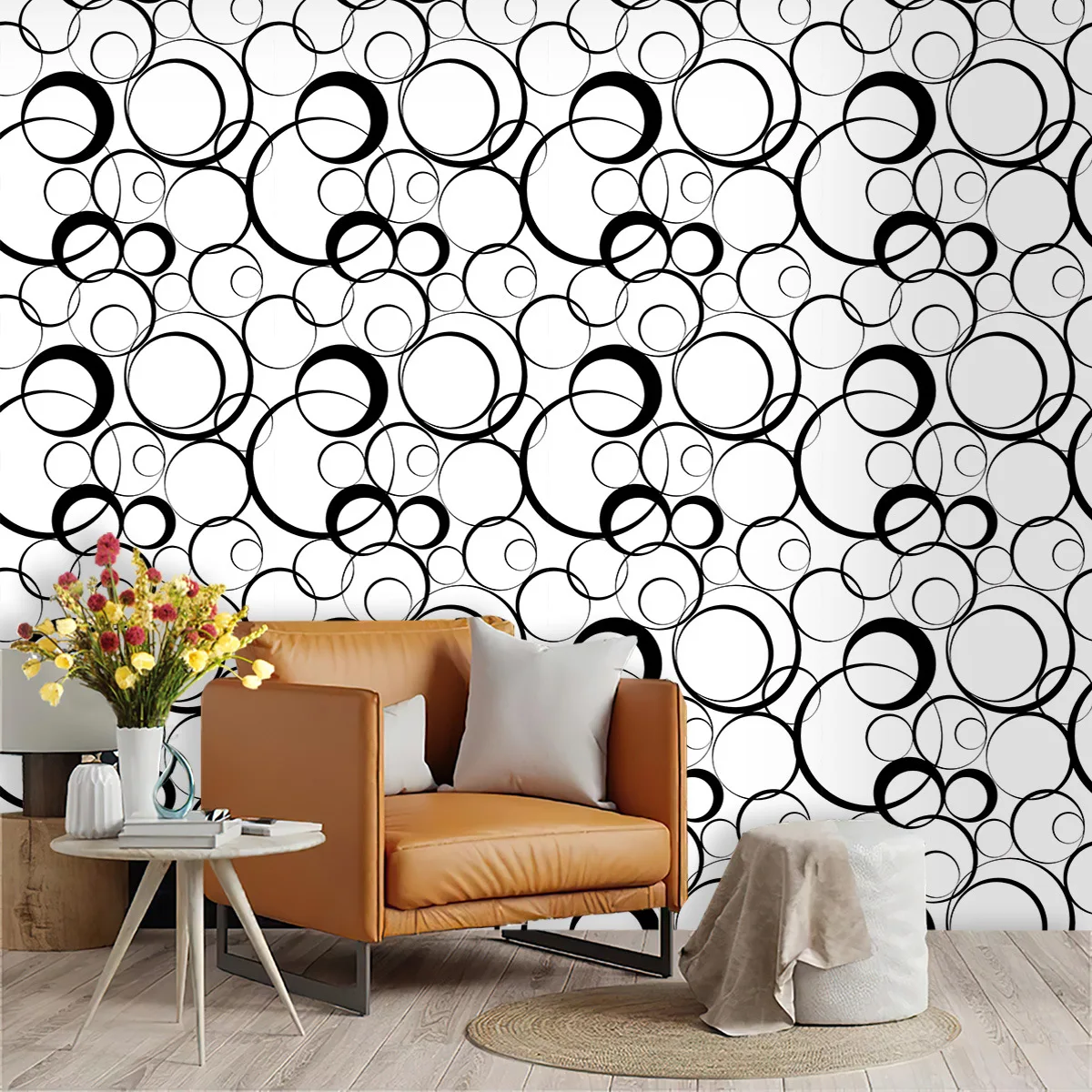 

Обои Peel and Stick, круг, современная геометрическая черно-белая контактная бумага для шкафа, водонепроницаемые самоклеящиеся обои
