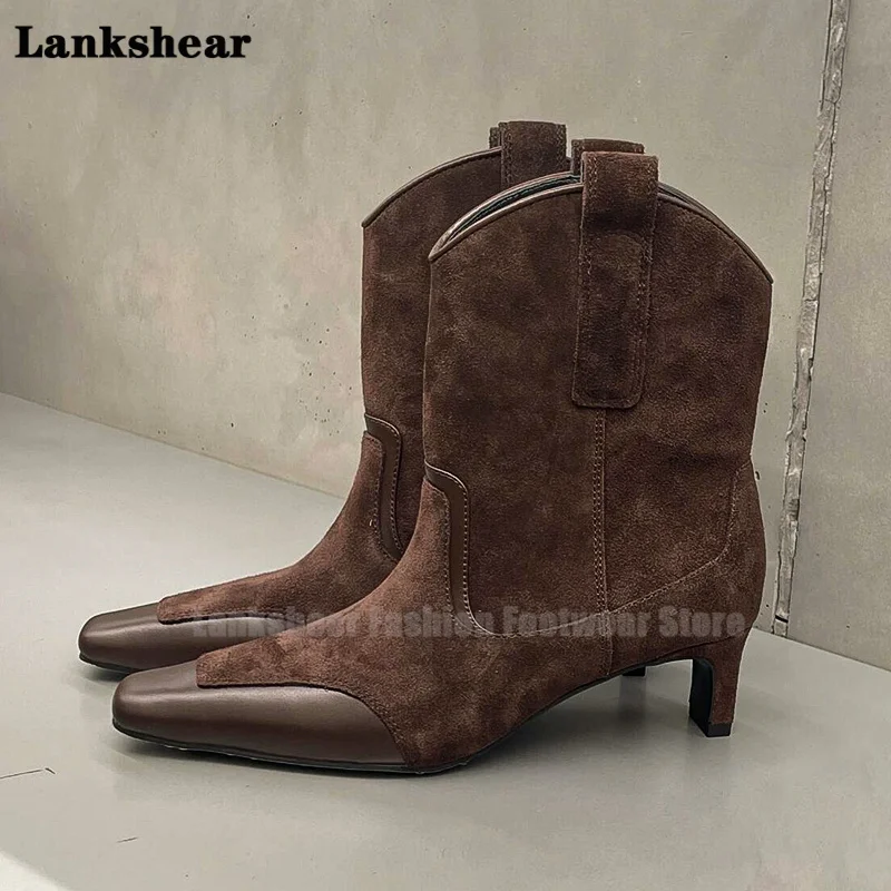 

Brown Kitten Heel Boots for Women Suede Little Low Heel Ankle Booties Ladies Girls Booties Black Leather Botas Mujer Heel Boots