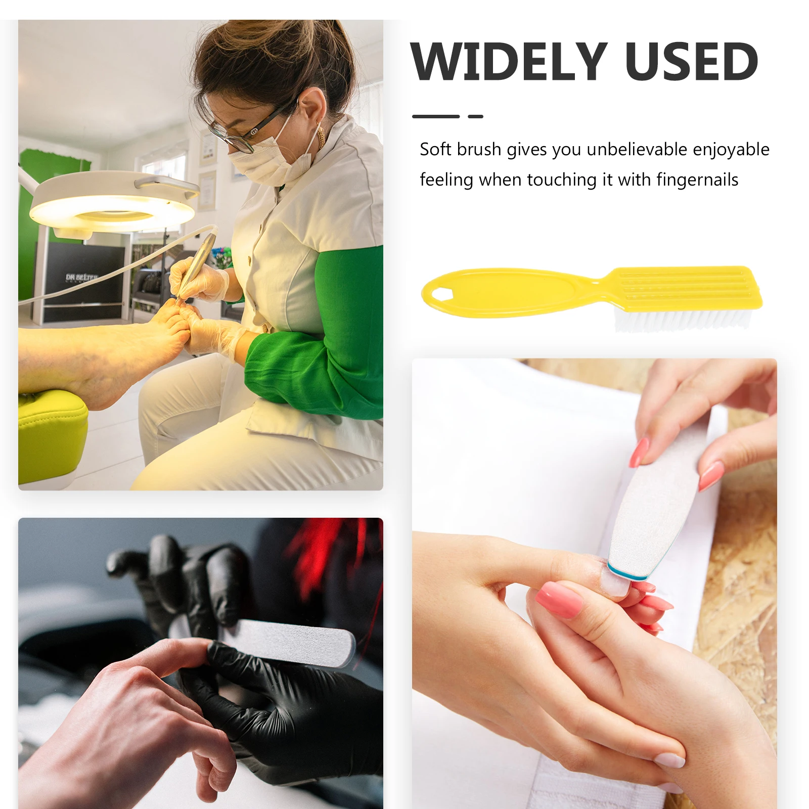 

Набор из 4 щеток для ногтей с длинной ручкой, премиум-материал, мягкая и удобная ручка, для личного использования и маникюра в салоне