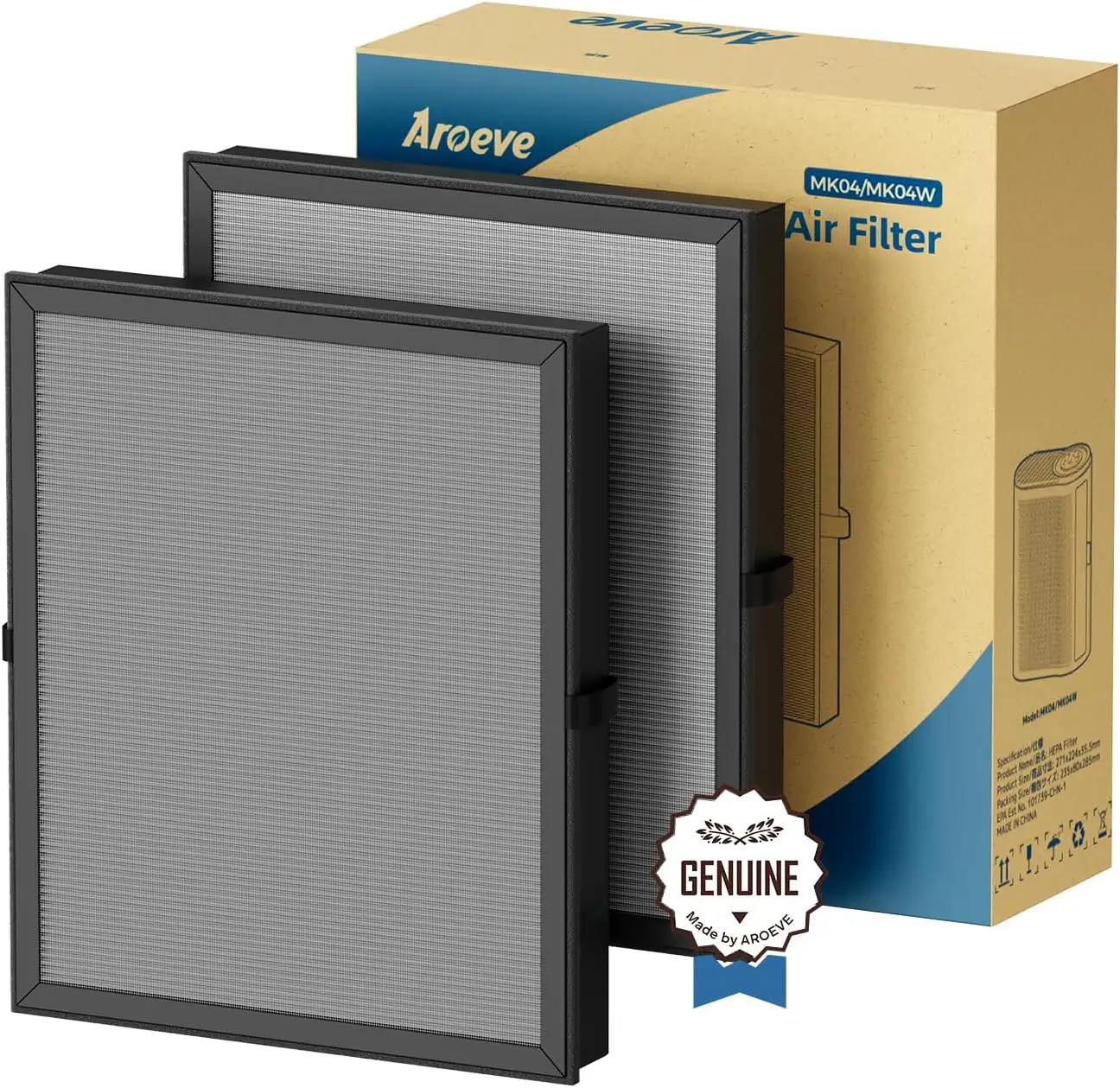 

MK04 Air Purifier Replacement Filter, Smoke Remove Material 4 -in-1 Filter with Activated Carbon Mix