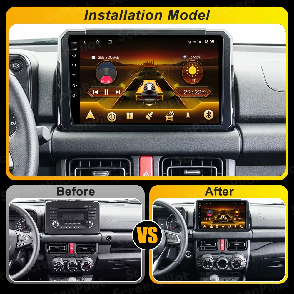 Android 16 For Suzuki Jimny JB64 JB74 2018-2020 Car Radio Stereo Head Unit Multimedia Video Player GPS Navigation 2K QLED 9 inch