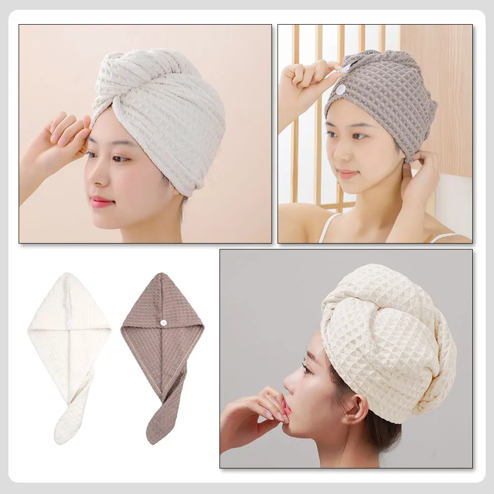 

2pcs Dry Cap Super Absorbent Fast Drying Turban For All Types Water-Absorbent Hair Caps Hair Drying Wraps Towel Set