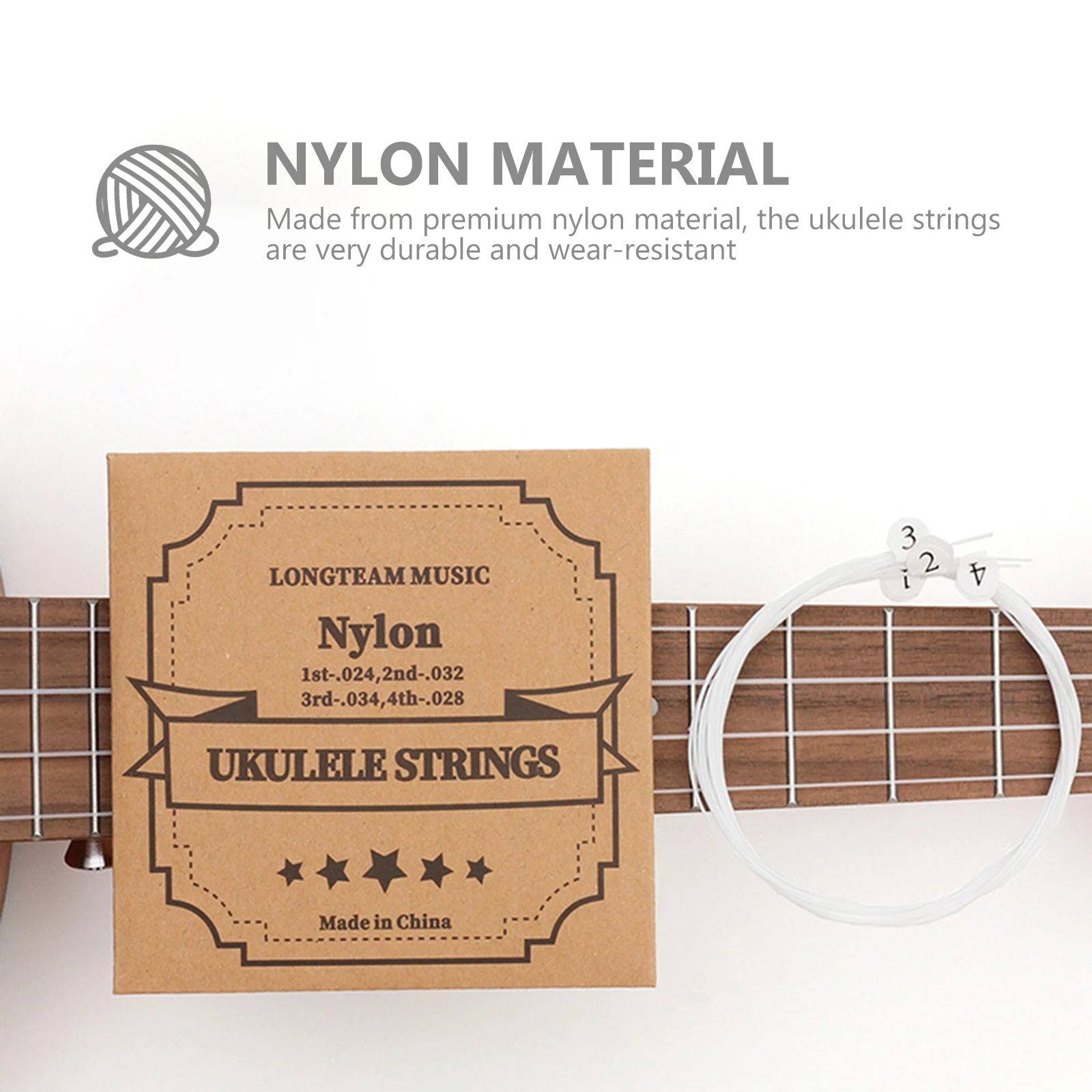 

4 Sets Premium Nylon Durable Clear Ukulele Strings Accessories Tone Balanced Tension Musical Wire Ukulele Strings Parts White
