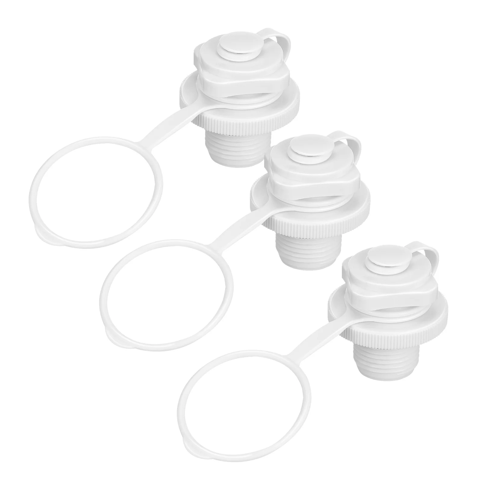 3개입 인플레이터블 보트 스파이럴 에어 밸브 22mm 화이트 스크류 밸브 에어 매트리스 카약 풀 보트 딩기 카누용 교체용