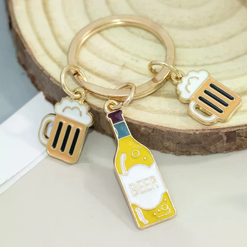 Cute Beer Key Chain Simulation Drink Key Chain Pendant Car Key Chain Handbag Decoration DIY Jewelry Gift