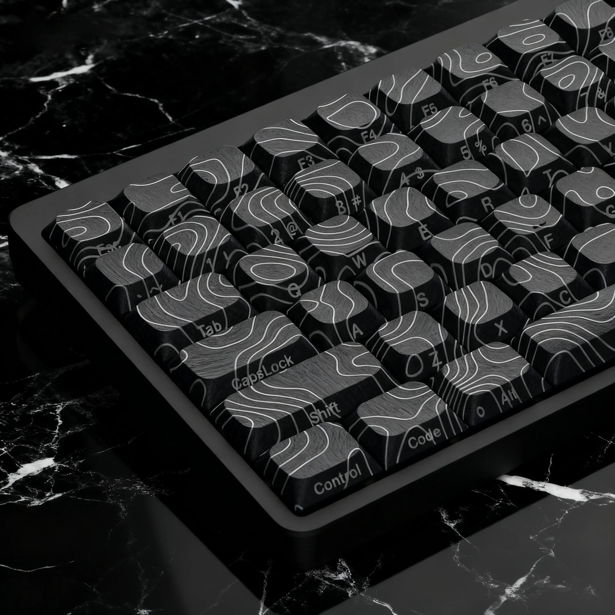 120-Tasten-Tastenkappe mit niedrigem Profil, schwarze Contour-Farbsublimations-PBT-Tastenkappen für mechanische MX-Switch-Tastatur