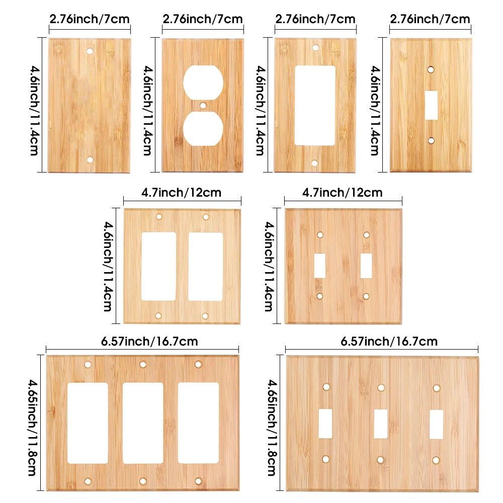 1 piece of wall panel light switch cover, various styles of bamboo wall panel light switch socket cover, sturdy and durable