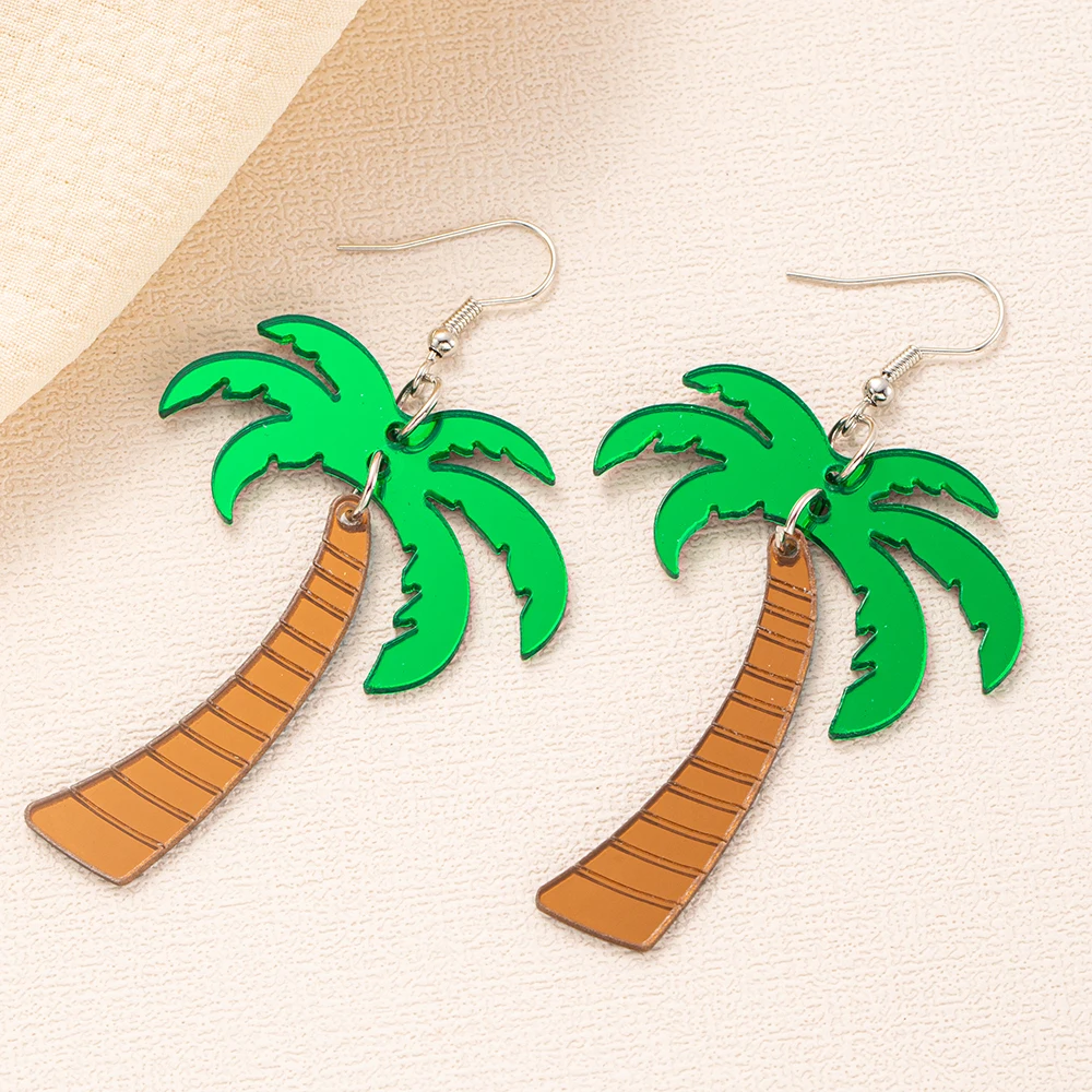 Coconut Palm Tree Dangle Earrings for Woman Tropical Vibe Vacation Style female  Birthday Gift Luau Party Earring Cruise Casual