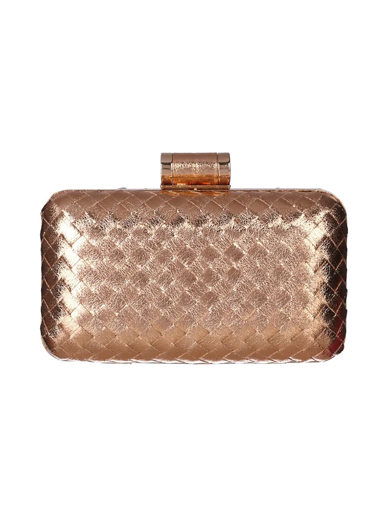 Bolso de mano de noche dorado para mujer, bolsos de tejido para fiesta de boda, bolsos de mano con cadena de Metal nupcial, bolsos pequeños, MN1398