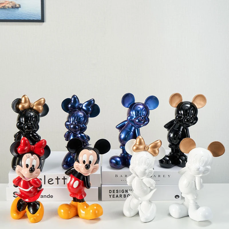 Disney Mickey Minnie Statue Kawaii Cartoon Mickey Mouse Sculpture Action Figure Collection Model Doll Porch Ornaments Home Decor