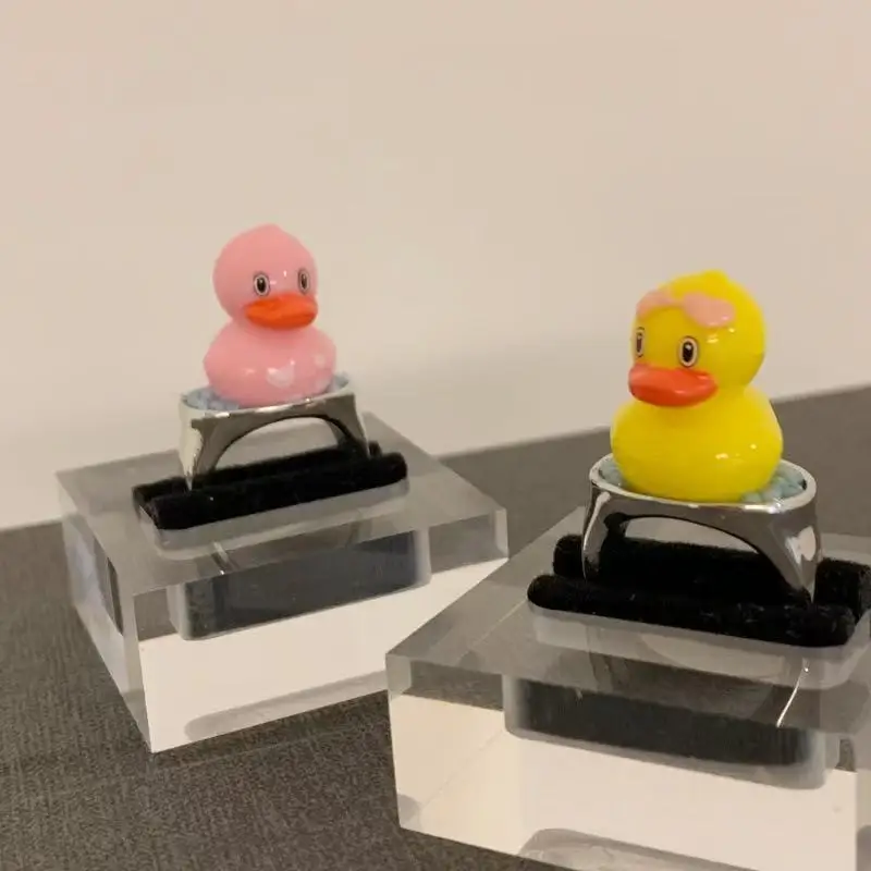 

Cute 3D Rubber Duck Resin Ring, Alloy, Unique Design Sweet Romantic Fashion Cartoon Jewelry For Women Daily Wear