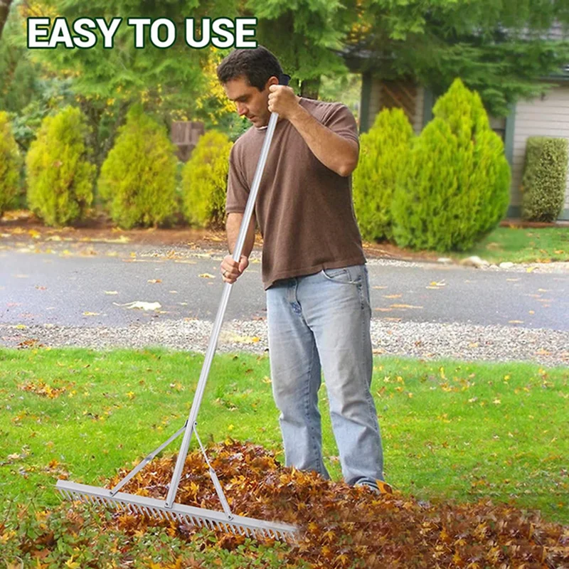 

Aluminum Landscape Rake Leaf Rake Tool For Loosening SoilLawn Care Weeding Lake Garden Pond Beach Landscaping Garden Tools