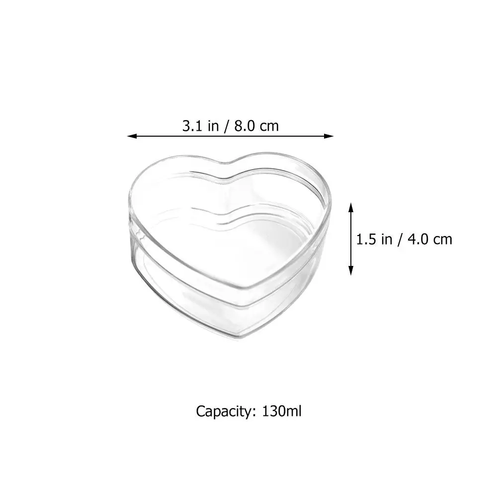 4Pcs Adorable Heart Shape Clear Favor Boxes Small Candy Packing Boxes for Celebrations Wedding Party Decorative Treat Storage