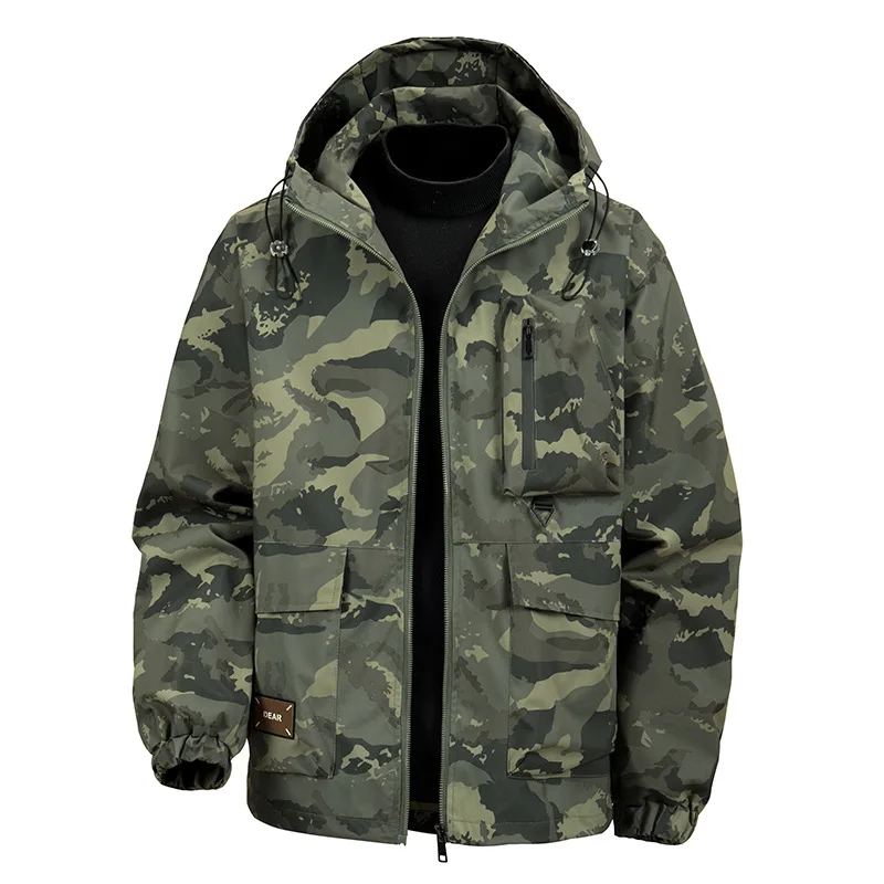 

Mens Autumn Winter Hooded Camouflage Jacket Fashion Water Repellent Warm Coat Outdoor Streetwear Tactical