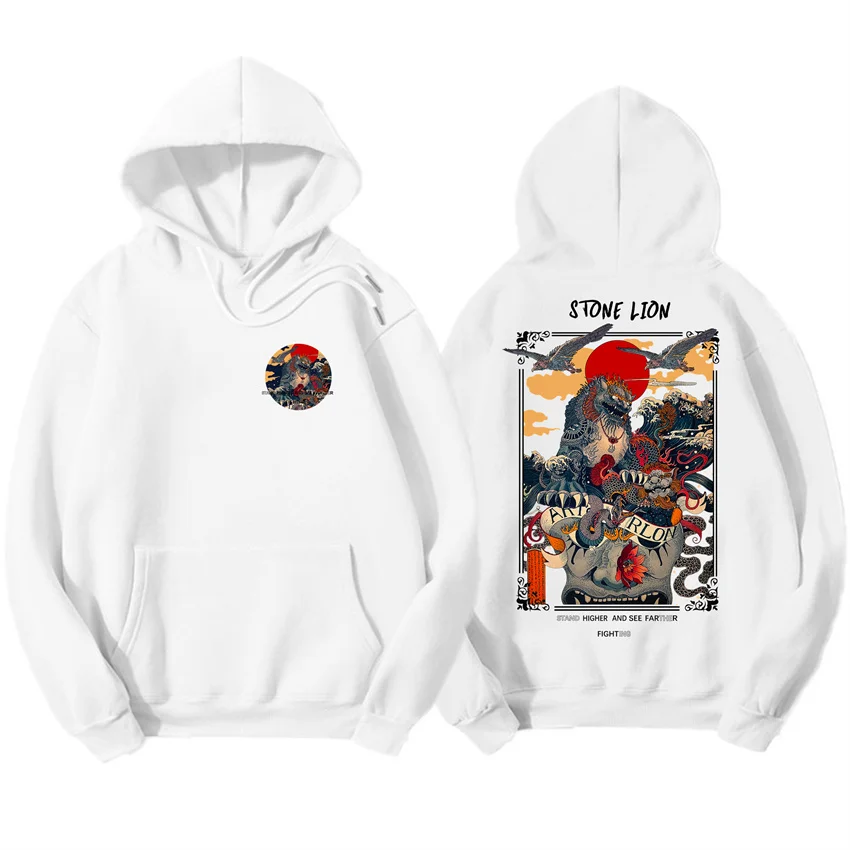 

Stone Lion men's Hip-Hop Hoodie Swordsman Harajuku Streetwear Hoodie Fleece Fall 2022 Cotton Hoodie Sweatshirt Oversized Hoodies