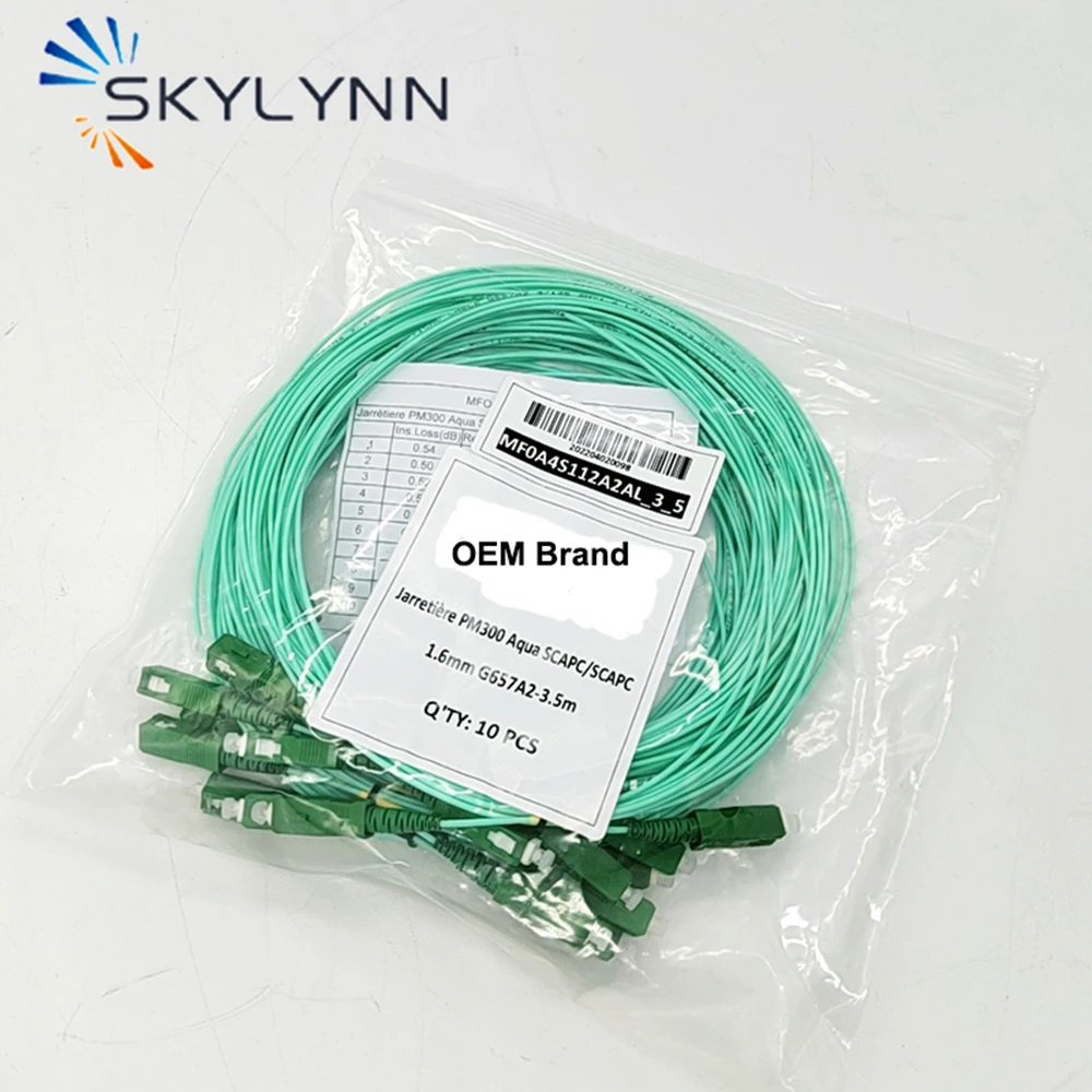 50/100 PCS 3.5 미터 SC/APC 단일 모드 G657A2 SX 1.6mm LSZH FTTH 기술자 D1 D2 D3 용 노란색 소켓이있는 아쿠아 블루 자켓
